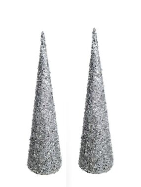 ROBERT STANLEY Home 2Pc Sequin Glitter Decorative Christmas Tree Set Holiday NWT